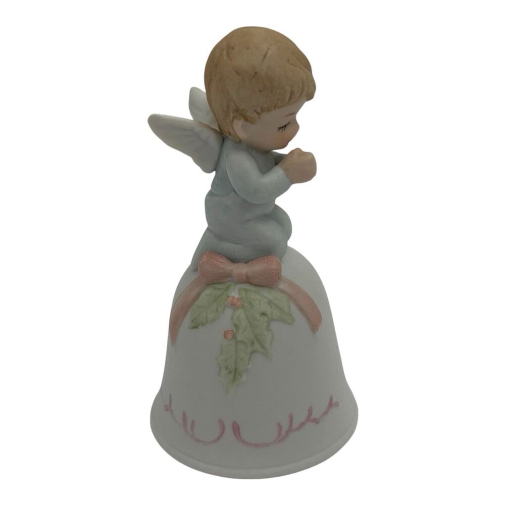 Vintage 1983 Lefton Boy Angel Praying Christmas Bell The Christopher Collection